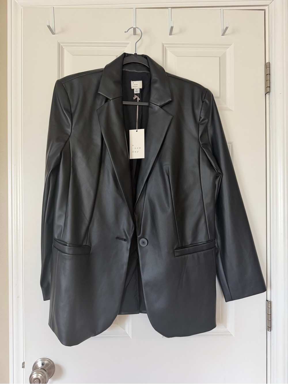 Black Faux Leather Blazer